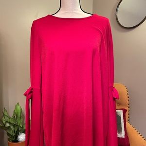 Red bell sleeve blouse with bows